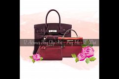 12 Painted Luxury Bags Clip Arts, Fashion and Roses Clip Art Product Image 8