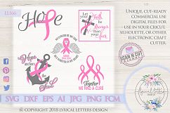 Pink Ribbon Breast Cancer Bundle of 5 SVG Cut Files LL166 Product Image 1