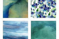 Artistic Blue Watercolor - Scrapbook Papers Product Image 3