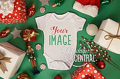 Blank Baby White Onepiece Bodysuit Christmas Mockup Shirt Product Image 1