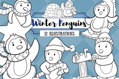 Winter Penguins Digital Stamps Product Image 1