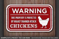 Funny Chicken Sign SVG - SVG Farmhouse Sign SVG Printable - Farmhouse Wall Decor Warning Attack Chickens Farm Decor- 629 Product Image 3