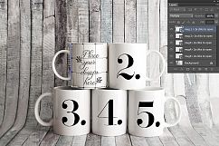 Five white coffee cup mockups 5 mugs rustic smart mockup Product Image 2