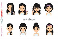 Collection of hair plan girls, hair appointment png graphics set for planner stickers, crafts, digital planning. Product Image 1