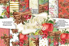 Watercolor Apple Cinnamon digital paper pack Product Image 1