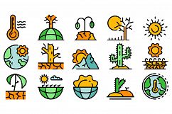 Drought icons vector flat Product Image 1