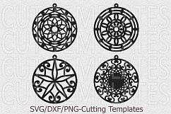 Laser cut wood leather earrings mandala earrings templates Product Image 2