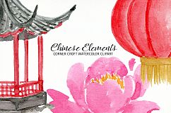 Watercolor Chinese Elements clipart Product Image 5