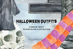 Watercolor Halloween Outfit Clipart Product Image 7