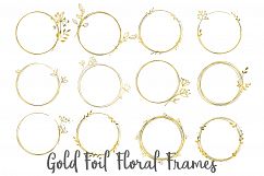 Gold Foil Floral Frame Clipart Product Image 2