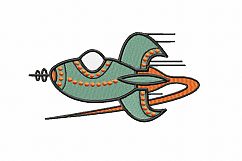 RETRO Rocket ~ Machine Embroidery Design in 2 sizes - Instant Download ~ Futuristic Jestons&#039; Style Rocket Product Image 1