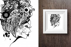6 Woman zentangle inspired portrait. Product Image 3