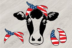 Cow USA Flag Bandana, cowboy 4th July Farm Milk 835S Product Image 1