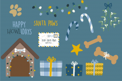 Dogs &amp; Ducks at Christmas clipart &amp; paper set Product Image 3