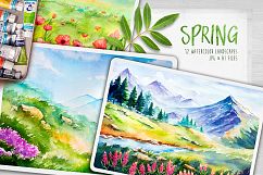 Spring Landscapes. Watercolor. Product Image 1