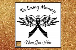 In Loving Memory Cancer Awareness Ribbon Angel Wings SVG DXF Product Image 1
