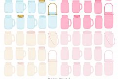 Pink and Gold Mason Jar Floral Wedding Clipart Product Image 5