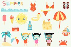Cute summer beach clip art collection, Children holiday clipart Product Image 5