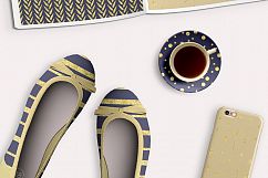 Gold and Navy Blue Patterns Tiling - seamless digital paper Product Image 4