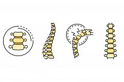Spine icon set line color vector Product Image 1