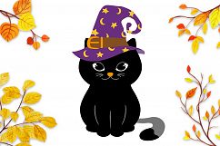 Halloween Cat in Witch Hat SVG - Halloween cut files Product Image 2