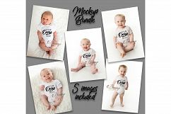 Baby Shirt Mockup Bundle - Blank White Baby Bodysuit Shirt Product Image 1