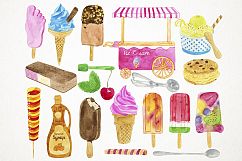 Watercolor Ice Cream Clipart, Popsicle Clipart Product Image 2