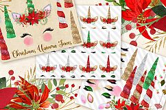 Christmas Unicorn Faces Clipart Product Image 1