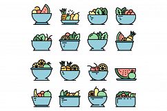Fruit salad icons set vector flat Product Image 1