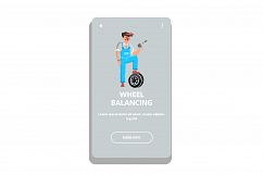 Wheel Balancing Examination And Fix Worker Vector Product Image 1