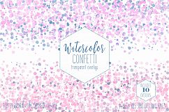 WATERCOLOR CONFETTI BORDER Clipart Commercial Use Confetti Transparent Overlays Blush Pink Blue Party Wedding Invitation Graphics Product Image 1