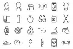 Workout seniors activity icons set, outline style Product Image 1