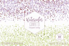 WATERCOLOR CONFETTI BORDER Clipart Commercial Use Confetti Transparent Overlays Mint Purple Pink Party Wedding Invitation Graphics Product Image 2