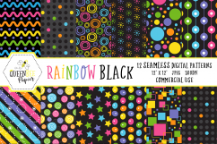 Rainbow Black Seamless Digital Patterns Product Image 1