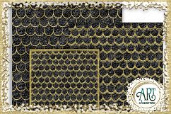 18 Digital Papers - Black and Gold Glitter - Mermaid Scale Tail Digital Paper, Texture of Mermaids Scales  : JPEG files 12X12 INCH each Product Image 6