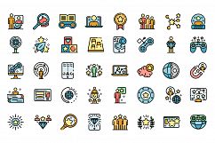 Gamification icons set vector flat Product Image 1