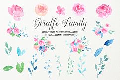 Watercolor giraffe portrait, giraffe family clipart Product Image 3