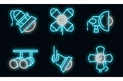 Spotlight icons set vector neon Product Image 1
