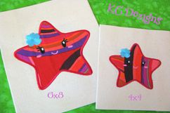 Baby Starfish With Flower Machine Applique Embroidery Design Product Image 1