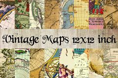 Vintage Maps Digital Paper 12x12 inch Product Image 1