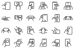 Using smartphone icons set, outline style Product Image 1