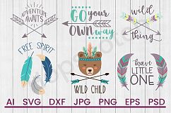 Wild SVG Bundle, Rustic SVG, Feather SVG, Arrow SVG, DXF File, Cuttable File Product Image 1