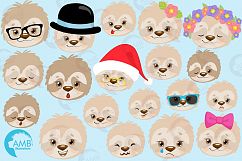 Sleepy Sloths clipart, Emoji sloth, sloth faces graphics, illustrations AMB-2203 Product Image 4