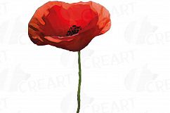 Watercolor Red Poppy flower and leaf clip art pack, Poppies clip art. PNG, jpg, svg, vector illustrator &amp; corel files included Product Image 5