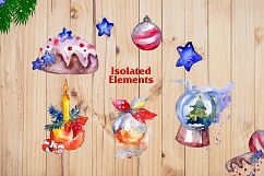 Christmas balls toy PNG watercolor set Product Image 3