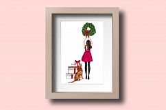 Fashion illustration - Christmas Girl 7 - Brunette Product Image 6
