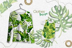 Succulent Tropical leaves PNG watercolor set Product Image 7