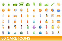 60 care icons set, cartoon style Product Image 1