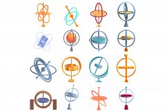 Gyroscope icons set, cartoon style Product Image 1