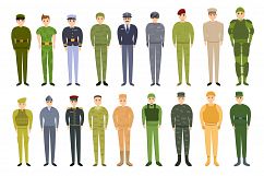 Military uniform icons set, cartoon style Product Image 1